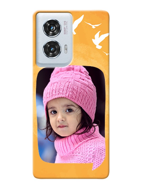 Custom Motorola Edge 50 Fusion Custom Hard Phone Case - Water Color Design With Bird Icons