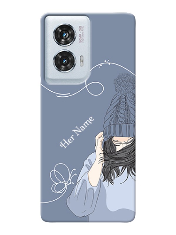 Custom Motorola Edge 50 Fusion Custom Hard Phone Case - Girl In Winter Outfit Design
