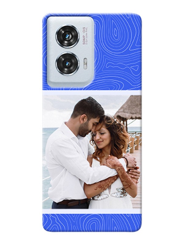 Custom Motorola Edge 50 Fusion Custom Hard Phone Case - Curved Line Art With Blue And White Design