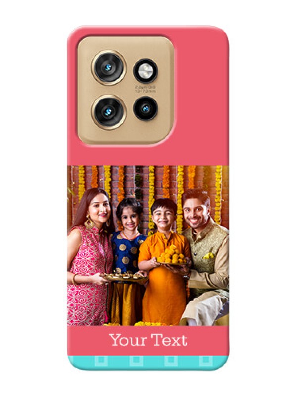 Custom Motorola Edge 50 Neo Mobile Back Covers: Peach And Blue Color Design