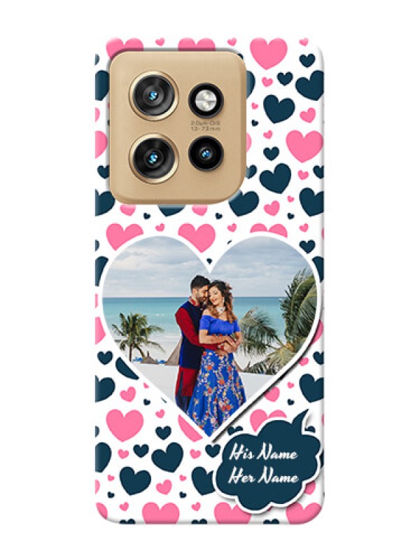 Custom Motorola Edge 50 Neo Mobile Covers Online: Pink And Blue Heart Design