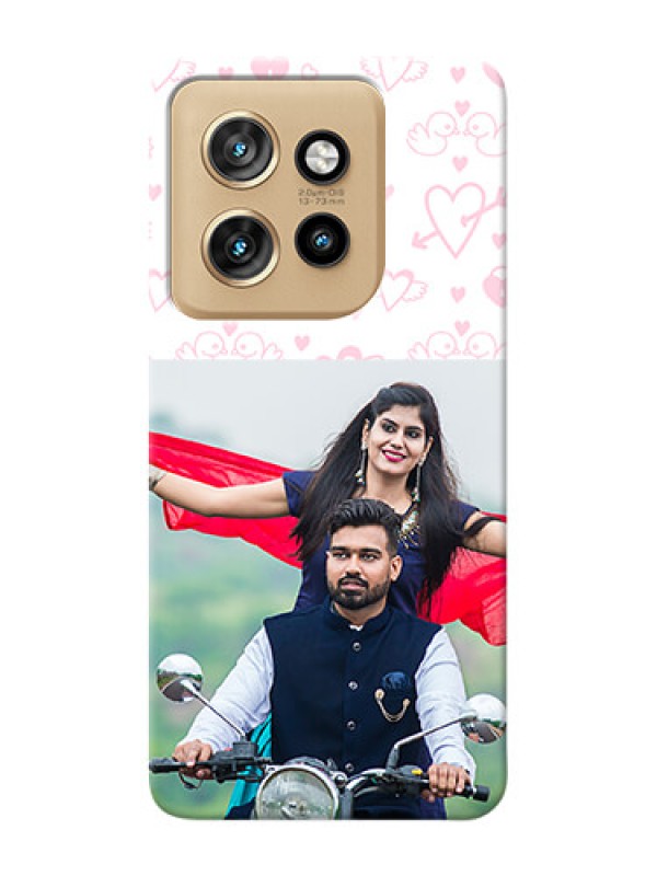 Custom Motorola Edge 50 Neo personalized phone covers: Pink Flying Heart Design