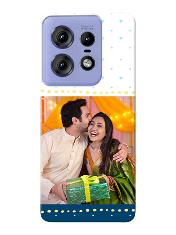 Custom Motorola Edge 50 Pro 5G Custom Hard Phone Case - White And Blue Abstract Design