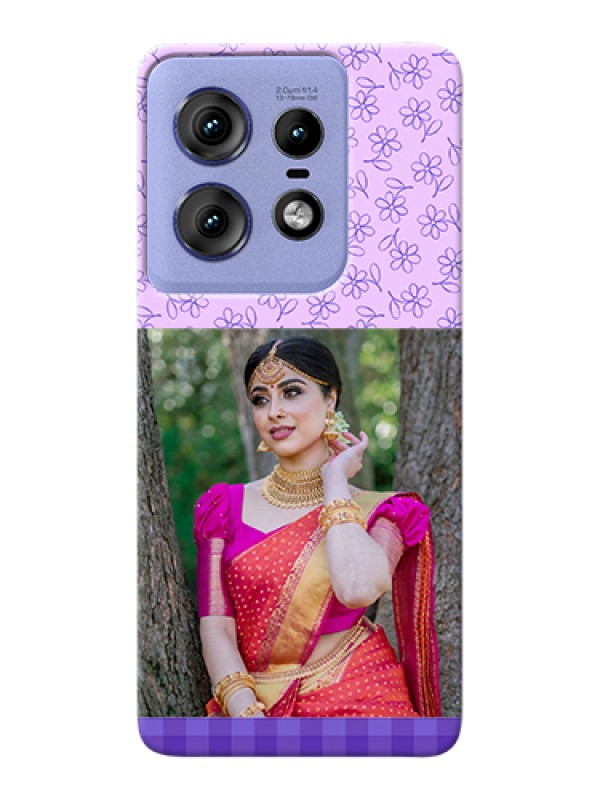 Custom Motorola Edge 50 Pro 5G Custom Hard Phone Case - Purple Floral Design