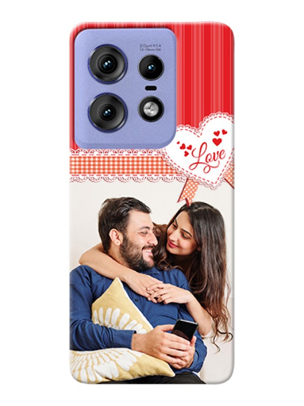 Custom Motorola Edge 50 Pro 5G Custom Hard Phone Case - Red Love Pattern Design
