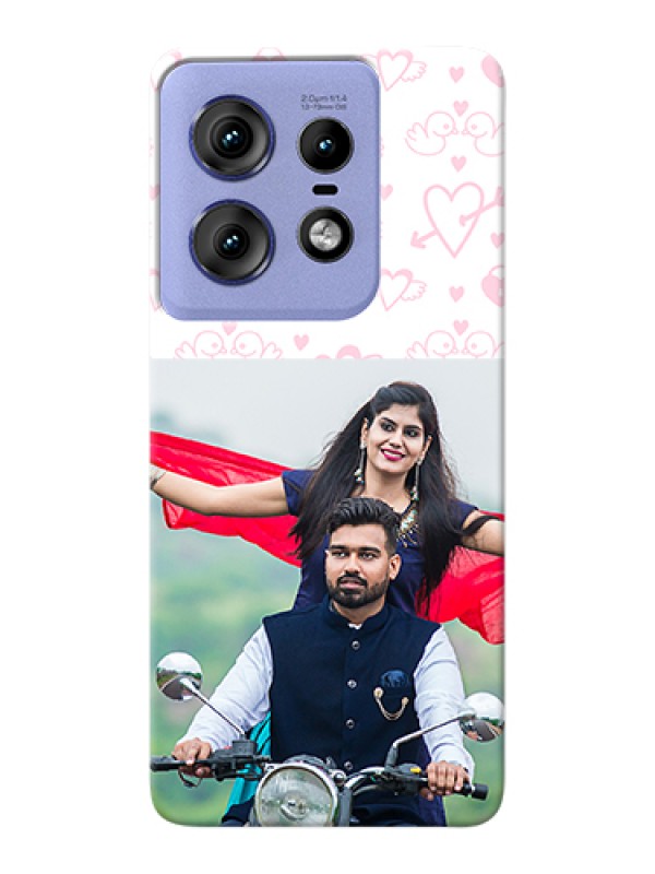 Custom Motorola Edge 50 Pro 5G Custom Hard Phone Case - Pink Flying Heart Design