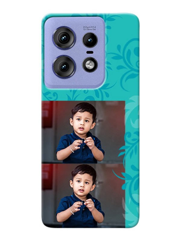 Custom Motorola Edge 50 Pro 5G Custom Hard Phone Case - With Photo And Green Floral Design