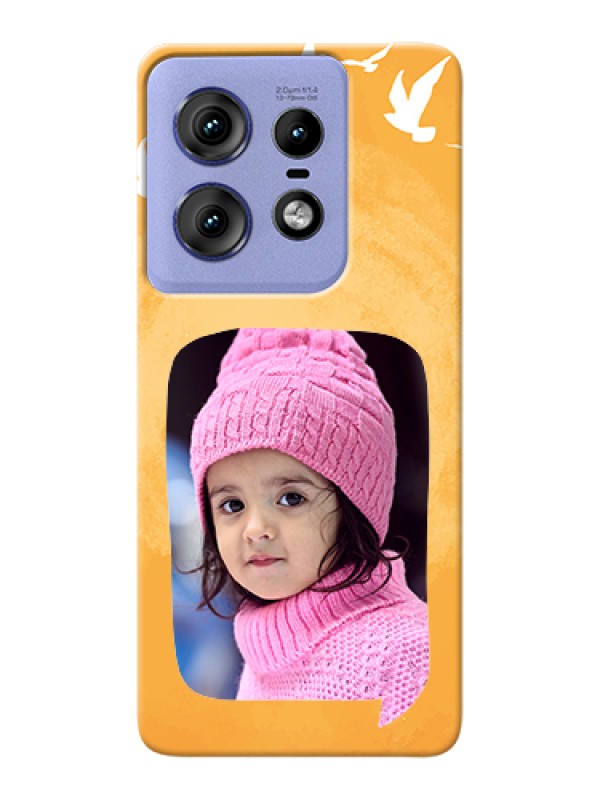 Custom Motorola Edge 50 Pro 5G Custom Hard Phone Case - Water Color Design With Bird Icons