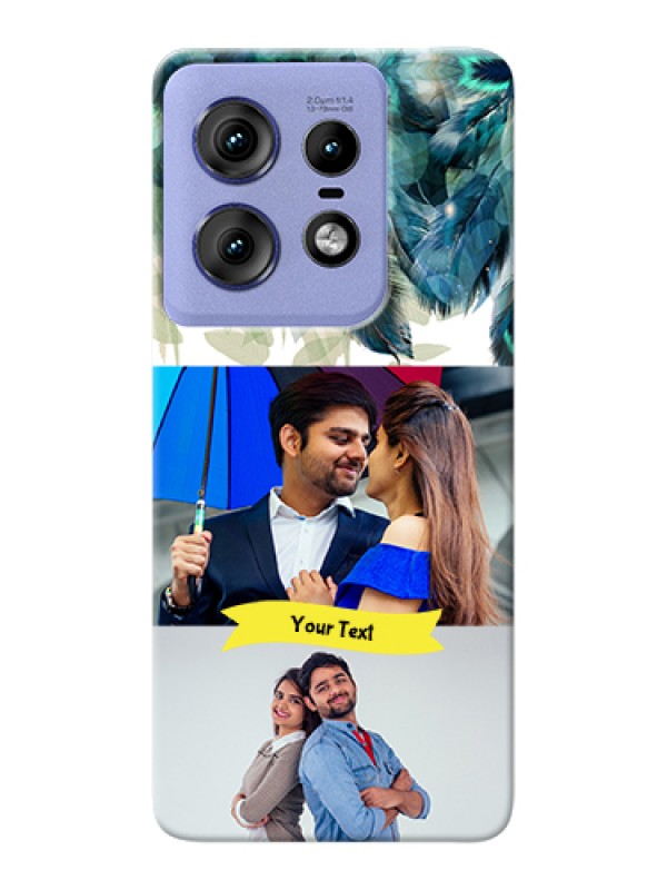 Custom Motorola Edge 50 Pro 5G Custom Hard Phone Case - Image With Boho Peacock Feather Design