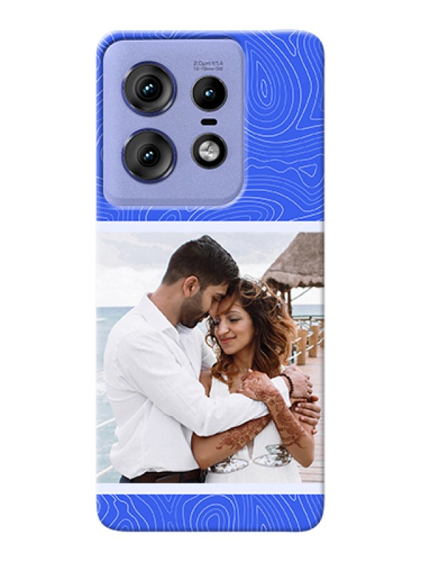 Custom Motorola Edge 50 Pro 5G Custom Hard Phone Case - Curved Line Art With Blue And White Design