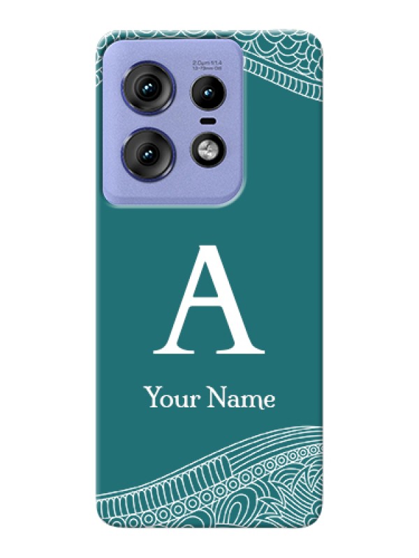 Custom Motorola Edge 50 Pro 5G Custom Hard Phone Case - Line Art Pattern With Custom Name Design