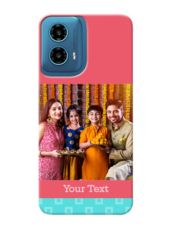 Custom Motorola G34 5G Mobile Back Covers: Peach And Blue Color Design