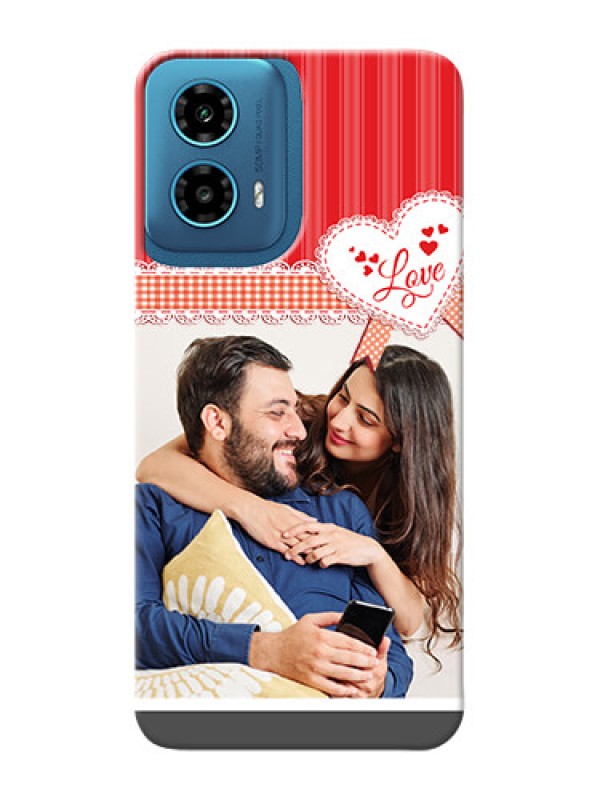 Custom Motorola G34 5G phone cases online: Red Love Pattern Design