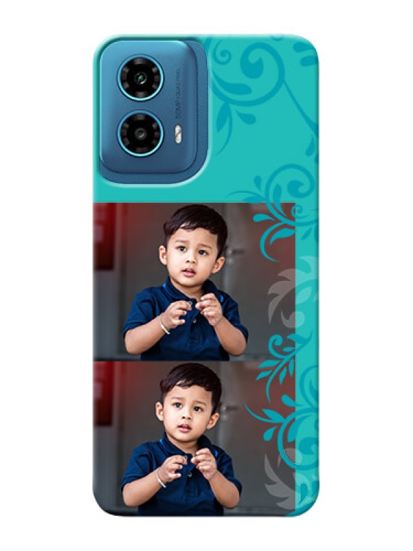 Custom Motorola G34 5G Mobile Cases with Photo and Green Floral Design