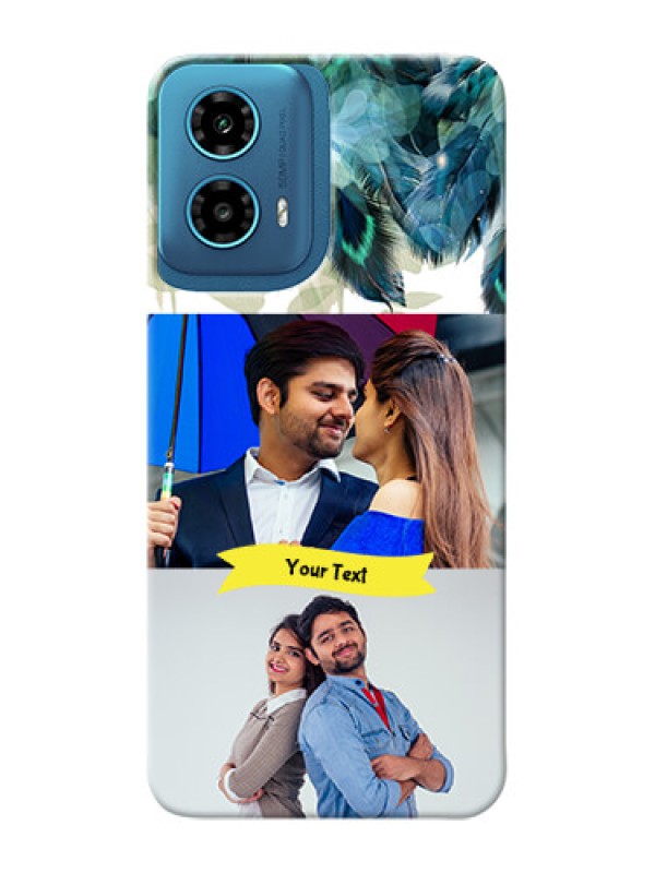 Custom Motorola G34 5G Phone Cases: Image with Boho Peacock Feather Design