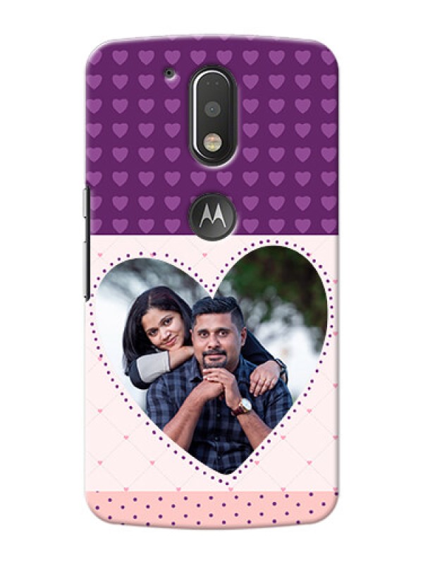 Custom Motorola G4 Plus Violet Dots Love Shape Mobile Cover Design
