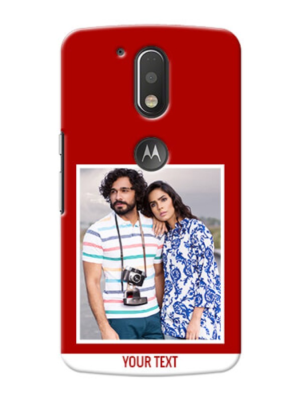 Custom Motorola G4 Plus Simple Red Colour Mobile Cover  Design