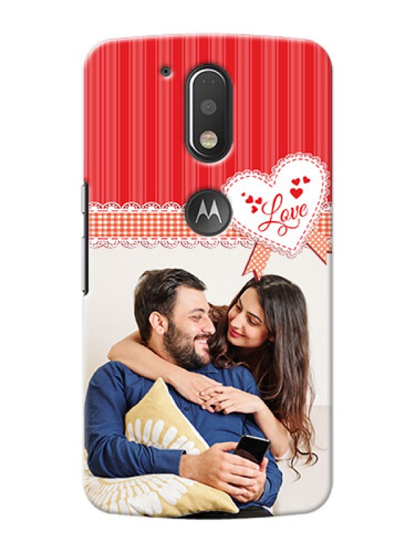 Custom Motorola G4 Plus Red Pattern Mobile Cover Design