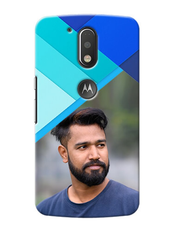 Custom Motorola G4 Plus Blue Abstract Mobile Cover Design