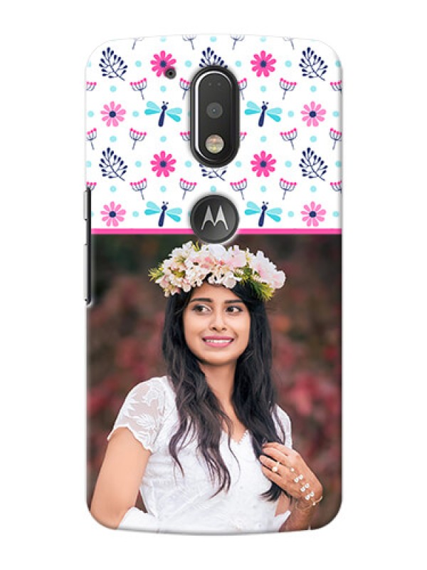 Custom Motorola G4 Plus Colourful Flowers Mobile Cover Design