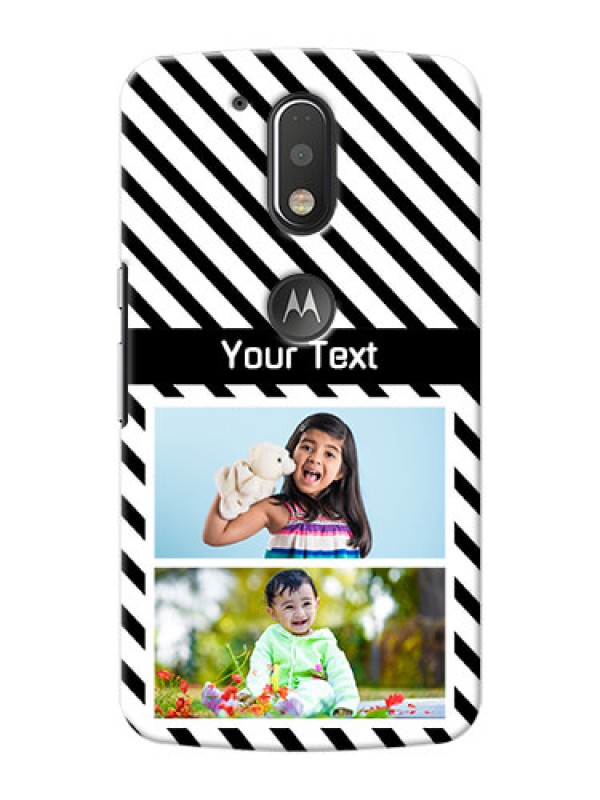 Custom Motorola G4 Plus 2 image holder with black and white stripes Design