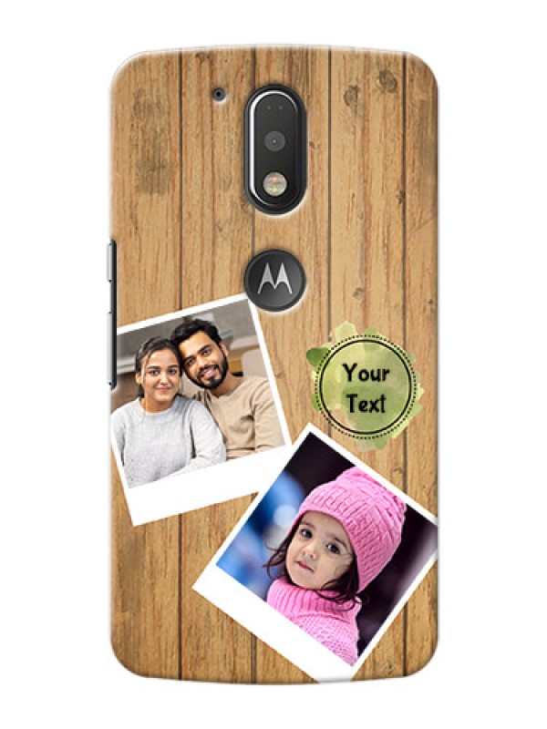 Custom Motorola G4 Plus 3 image holder with wooden texture  Design