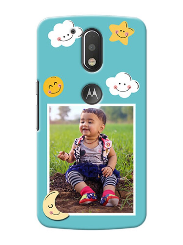 Custom Motorola G4 Plus kids frame with smileys and stars Design