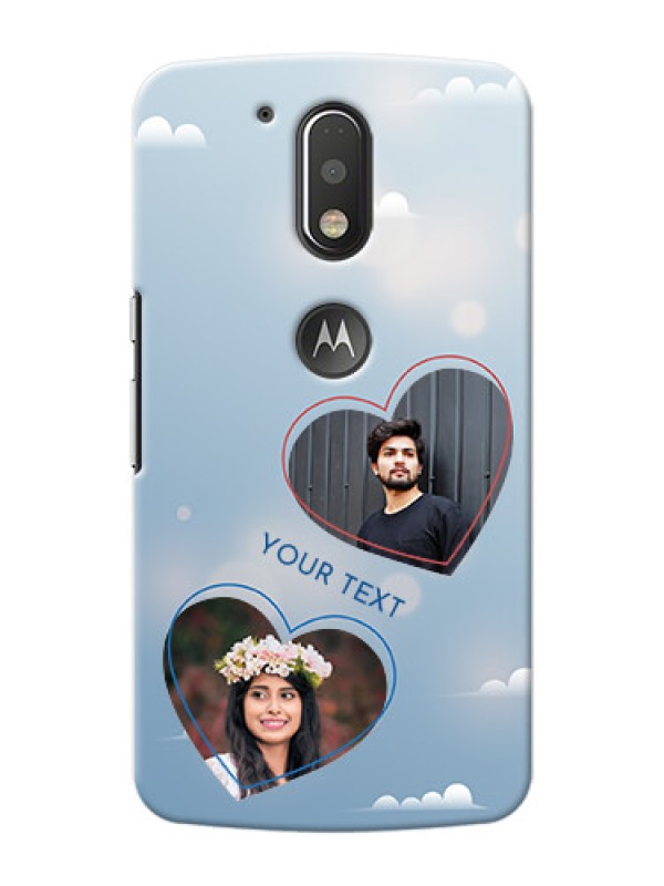 Custom Motorola G4 Plus couple heart frames with sky backdrop Design