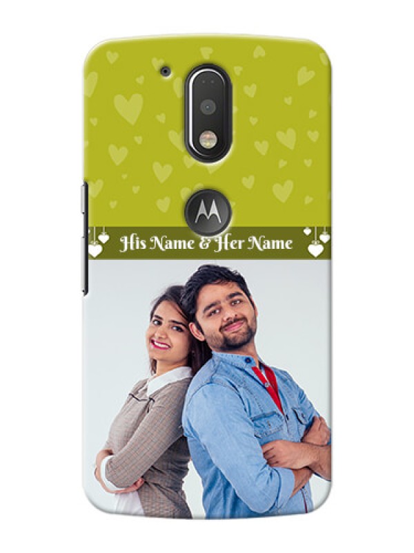 Custom Motorola G4 Plus you and me design with hanging hearts Design