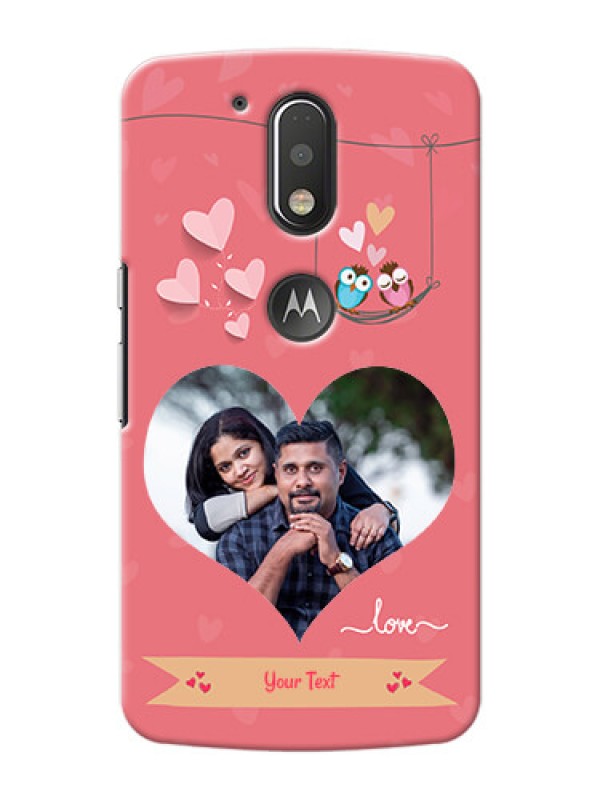 Custom Motorola G4 Plus heart frame with love birds Design