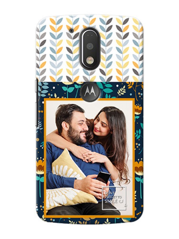 Custom Motorola G4 Plus seamless and floral pattern design with smile quote Design