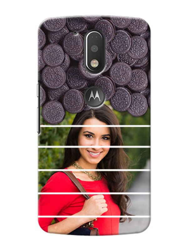 Custom Motorola G4 Plus oreo biscuit pattern with white stripes Design