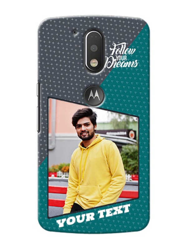 Custom Motorola G4 Plus 2 colour background with different patterns and dreams quote Design
