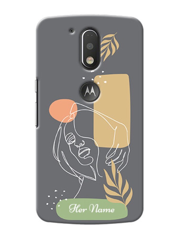 Custom Motorola G4 Plus Phone Back Covers: Gazing Woman line art Design