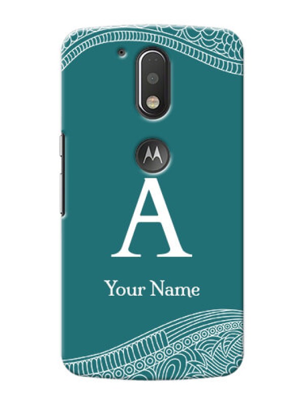 Custom Motorola G4 Plus Mobile Back Covers: line art pattern with custom name Design