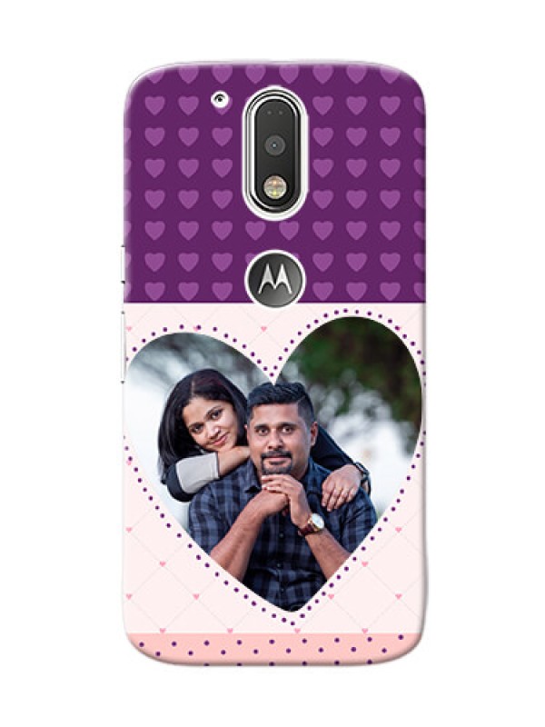 Custom Motorola G4 Violet Dots Love Shape Mobile Cover Design