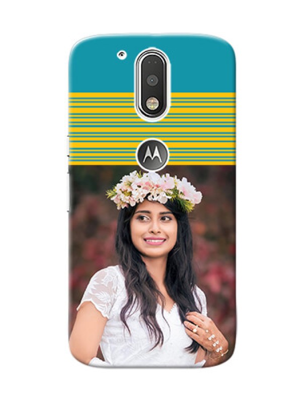 Custom Motorola G4 Yellow And Blue Pattern Mobile Case Design