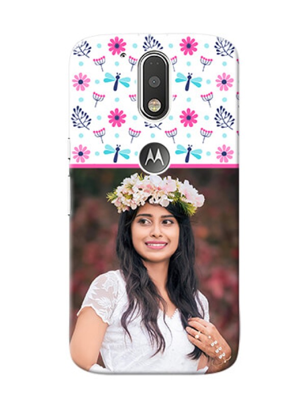 Custom Motorola G4 Colourful Flowers Mobile Cover Design