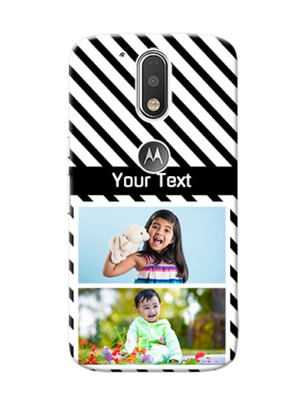 Custom Motorola G4 2 image holder with black and white stripes Design