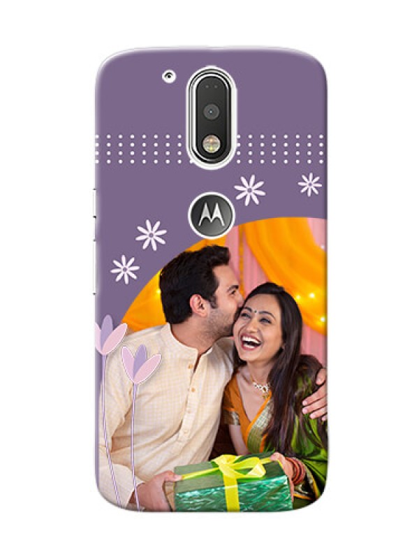 Custom Motorola G4 lavender background with flower sprinkles Design