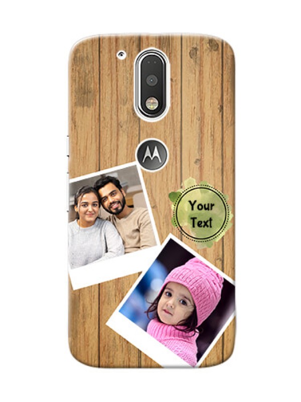 Custom Motorola G4 3 image holder with wooden texture  Design