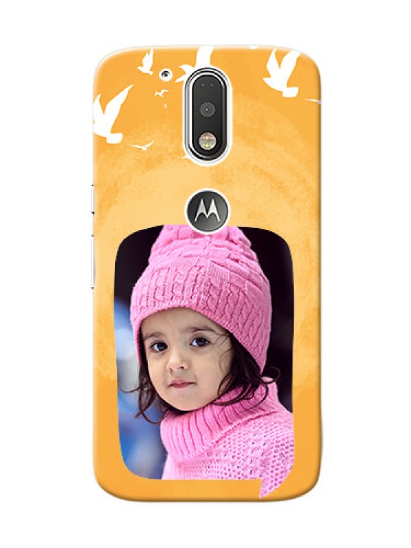 Custom Motorola G4 watercolour design with bird icons and sample text Design