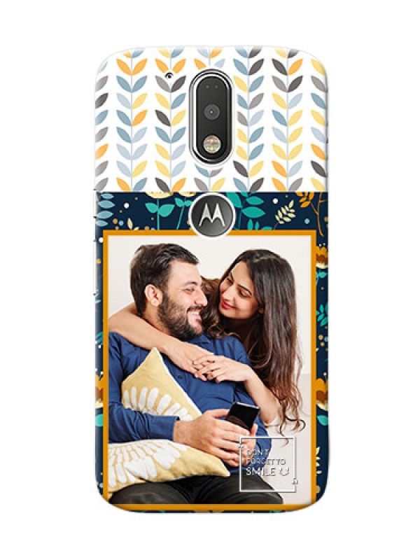 Custom Motorola G4 seamless and floral pattern design with smile quote Design