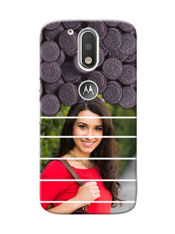 Custom Motorola G4 oreo biscuit pattern with white stripes Design
