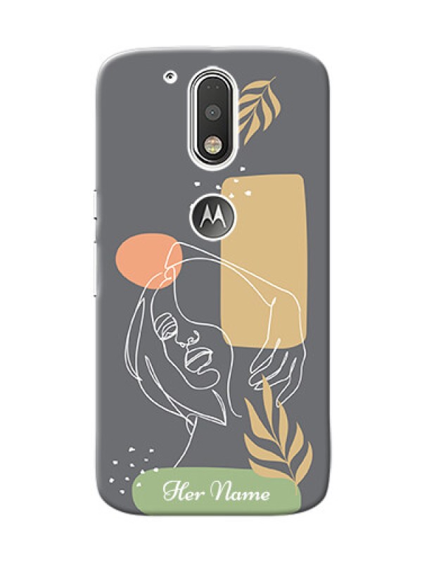 Custom Motorola G4 Phone Back Covers: Gazing Woman line art Design