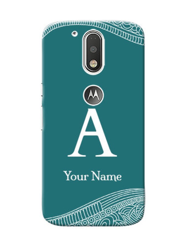 Custom Motorola G4 Mobile Back Covers: line art pattern with custom name Design