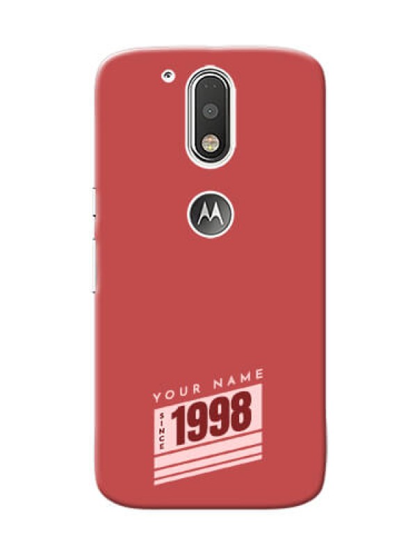 Custom Motorola G4 Phone Back Covers: Red custom year of birth Design