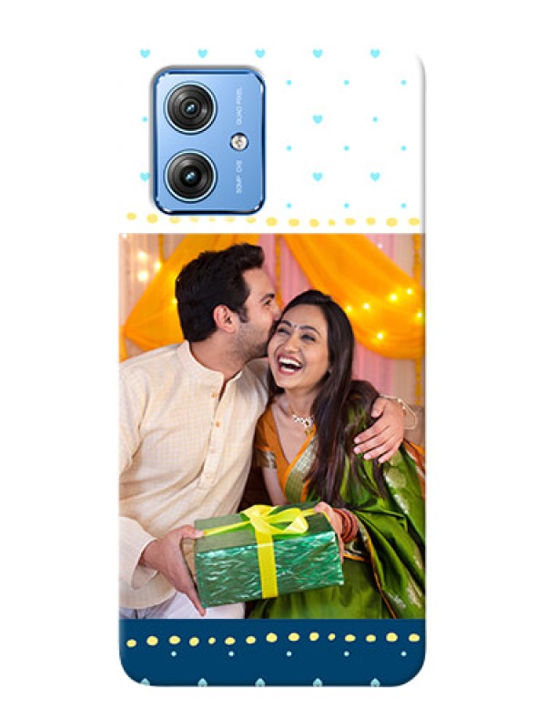 Custom Motorola G54 5G Phone Covers: White and Blue Abstract Design