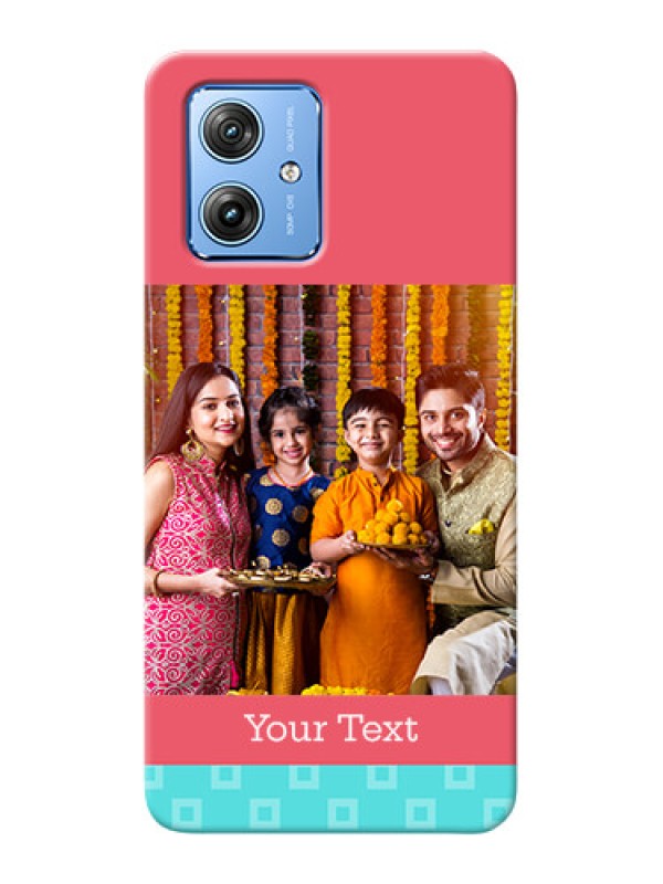 Custom Motorola G54 5G Mobile Back Covers: Peach And Blue Color Design