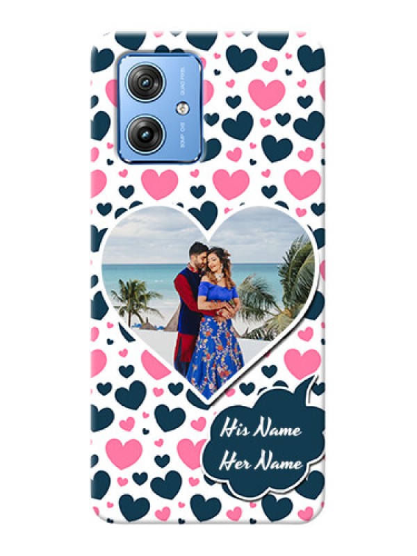 Custom Motorola G54 5G Mobile Covers Online: Pink And Blue Heart Design